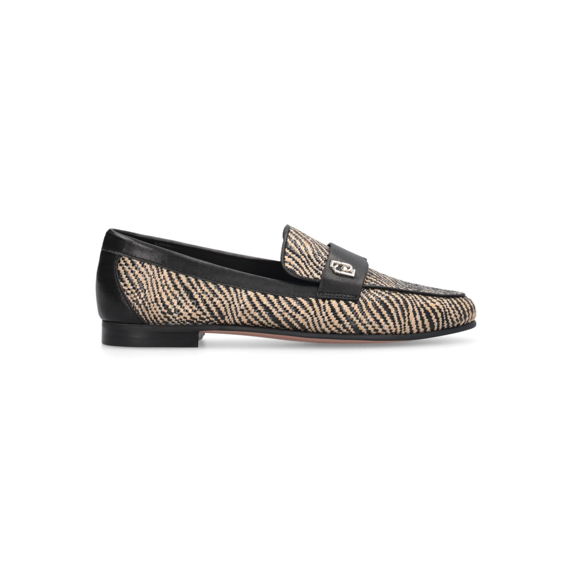 LIU JO Liu Jo Mocassini Donna Emel 05 in Rafia e Pelle con Morsetto Logo Suola Flat Neri - 5
