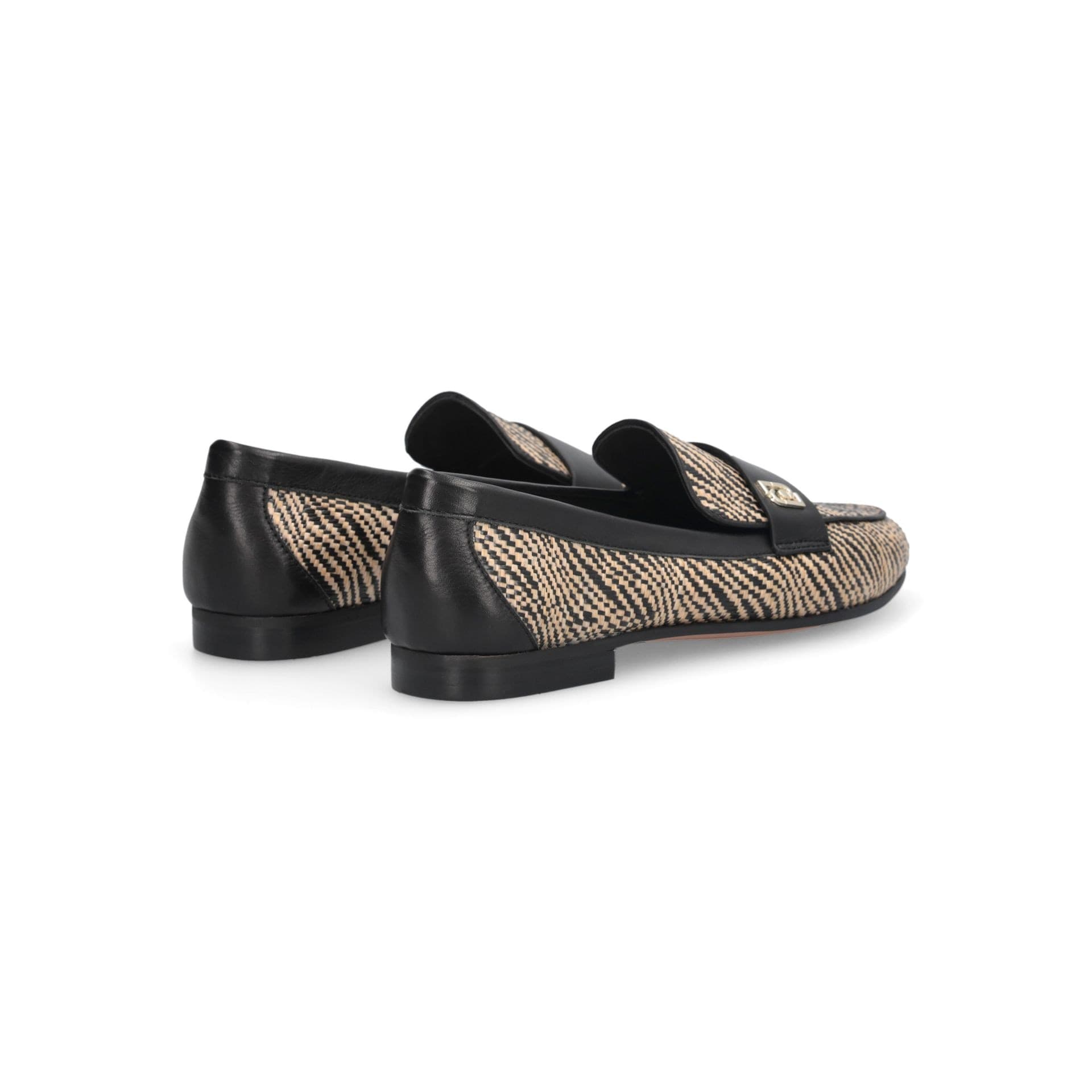 LIU JO Liu Jo Mocassini Donna Emel 05 in Rafia e Pelle con Morsetto Logo Suola Flat Neri - 3