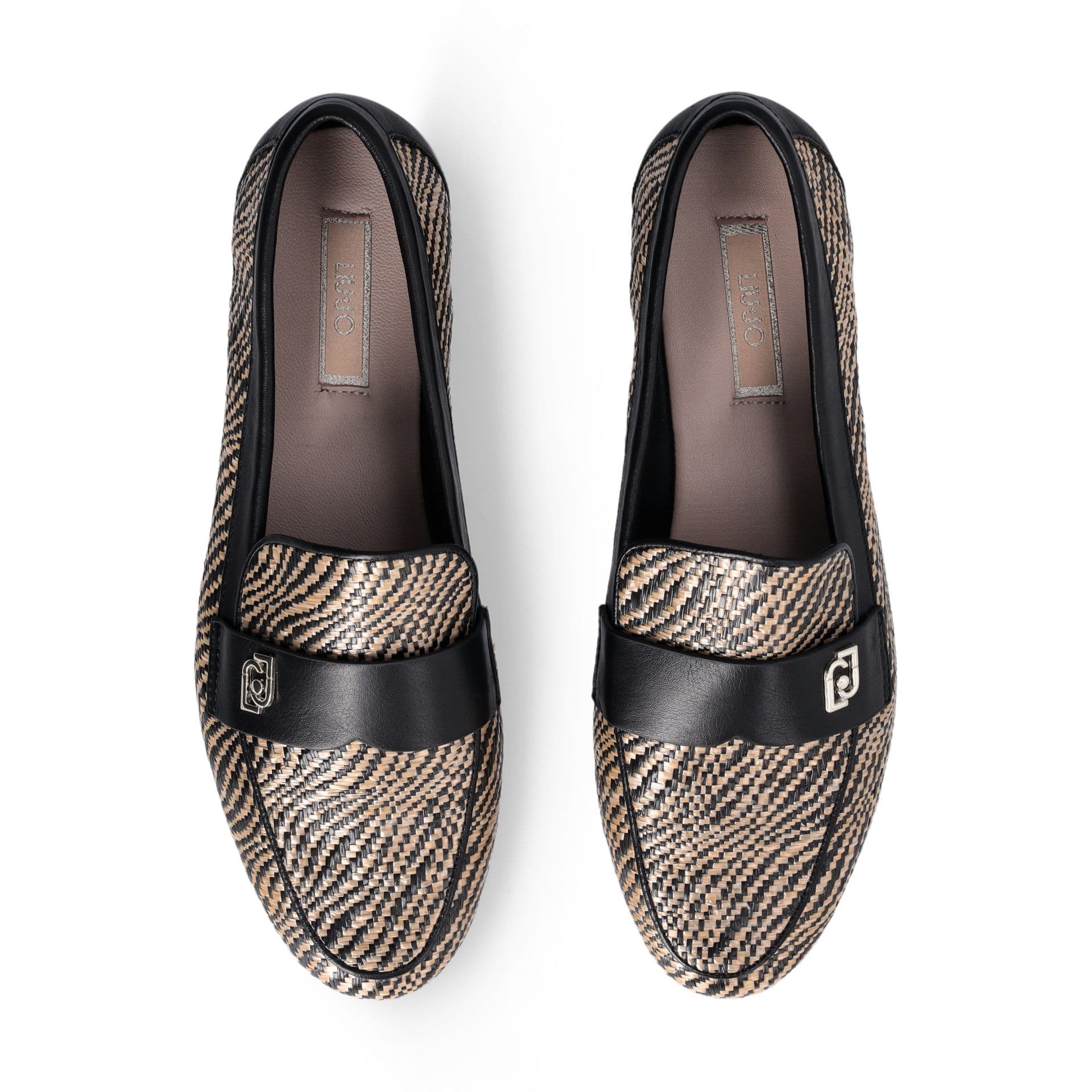LIU JO Liu Jo Mocassini Donna Emel 05 in Rafia e Pelle con Morsetto Logo Suola Flat Neri - 4