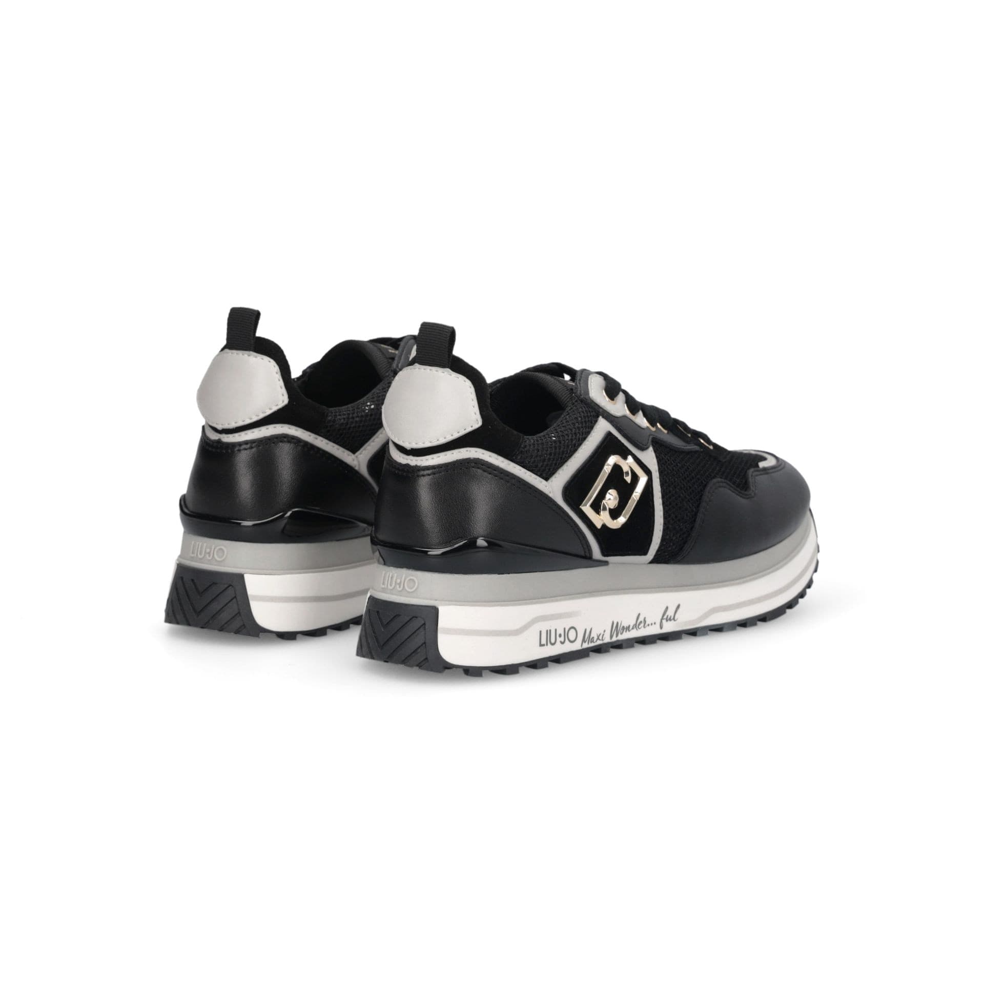 LIU JO Liu Jo Sneakers Donna Platform Maxi Wonder 01 in Pelle Mesh e Paillettes con Suola Multistrato Nere - 3