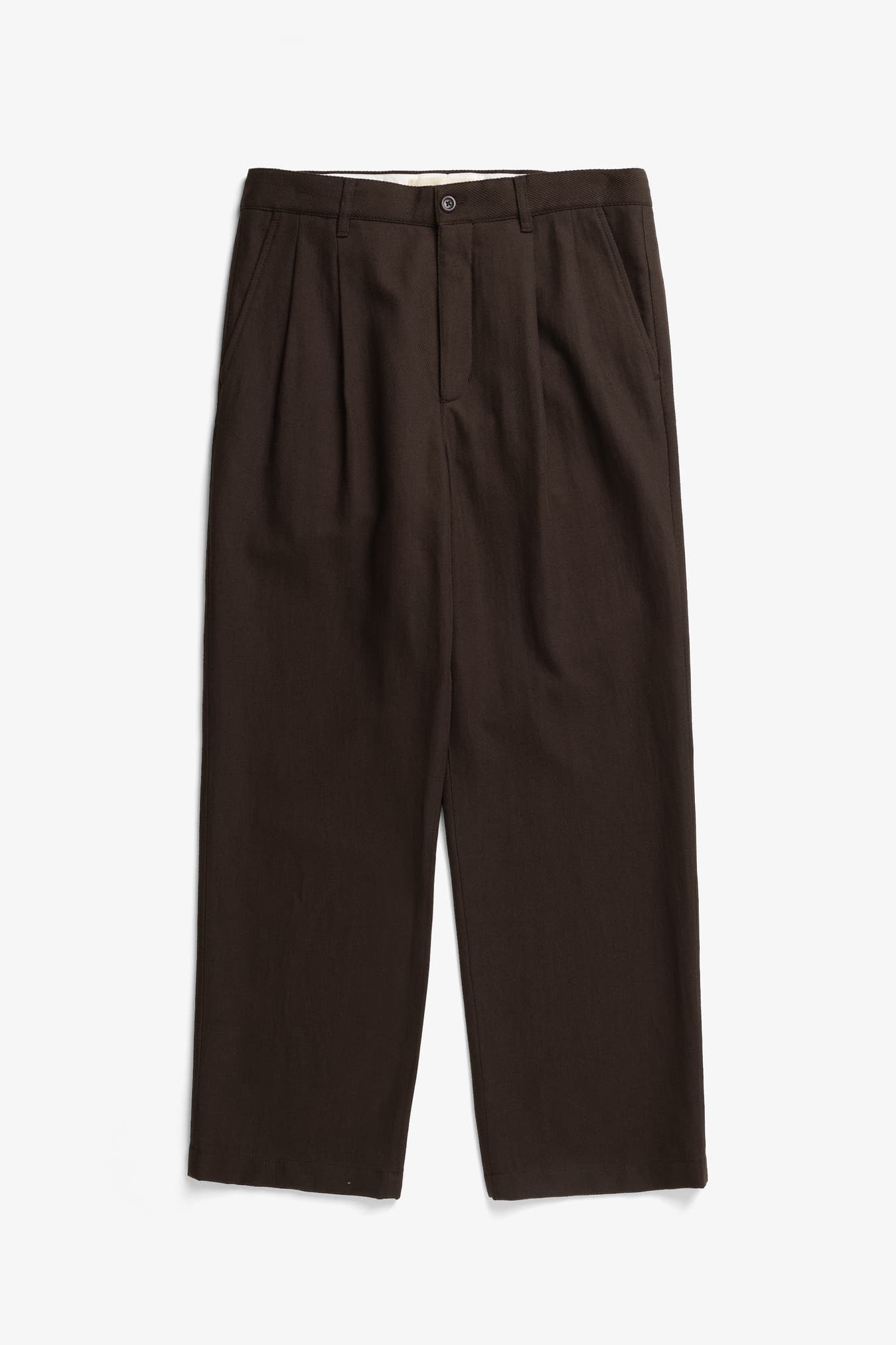 NORSE PROJECTS Hestur Relaxed Cotton Linen Twill Pleated Trousers – BROWN