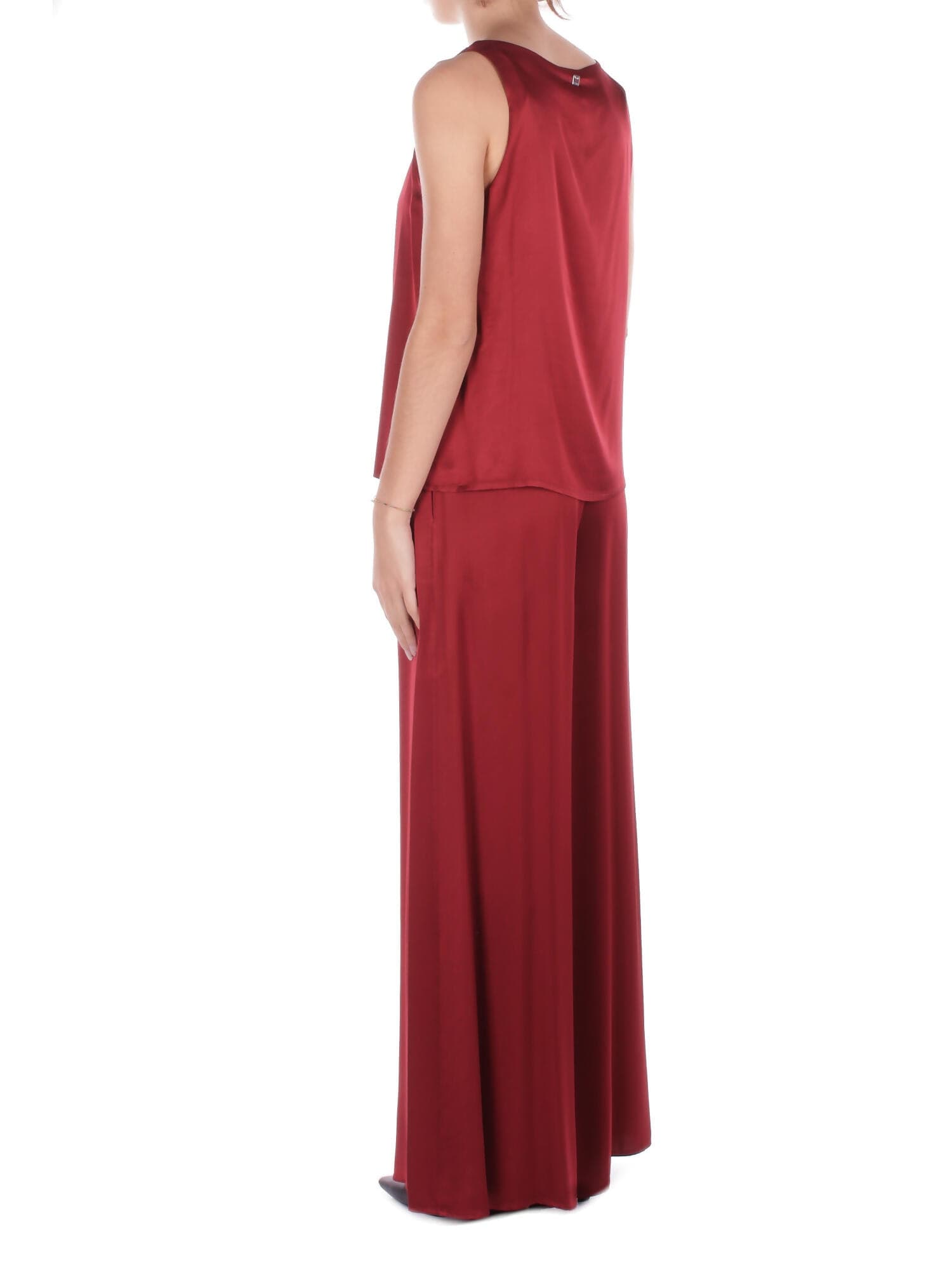 Manila Grace  Pantaloni Burgundi - 3