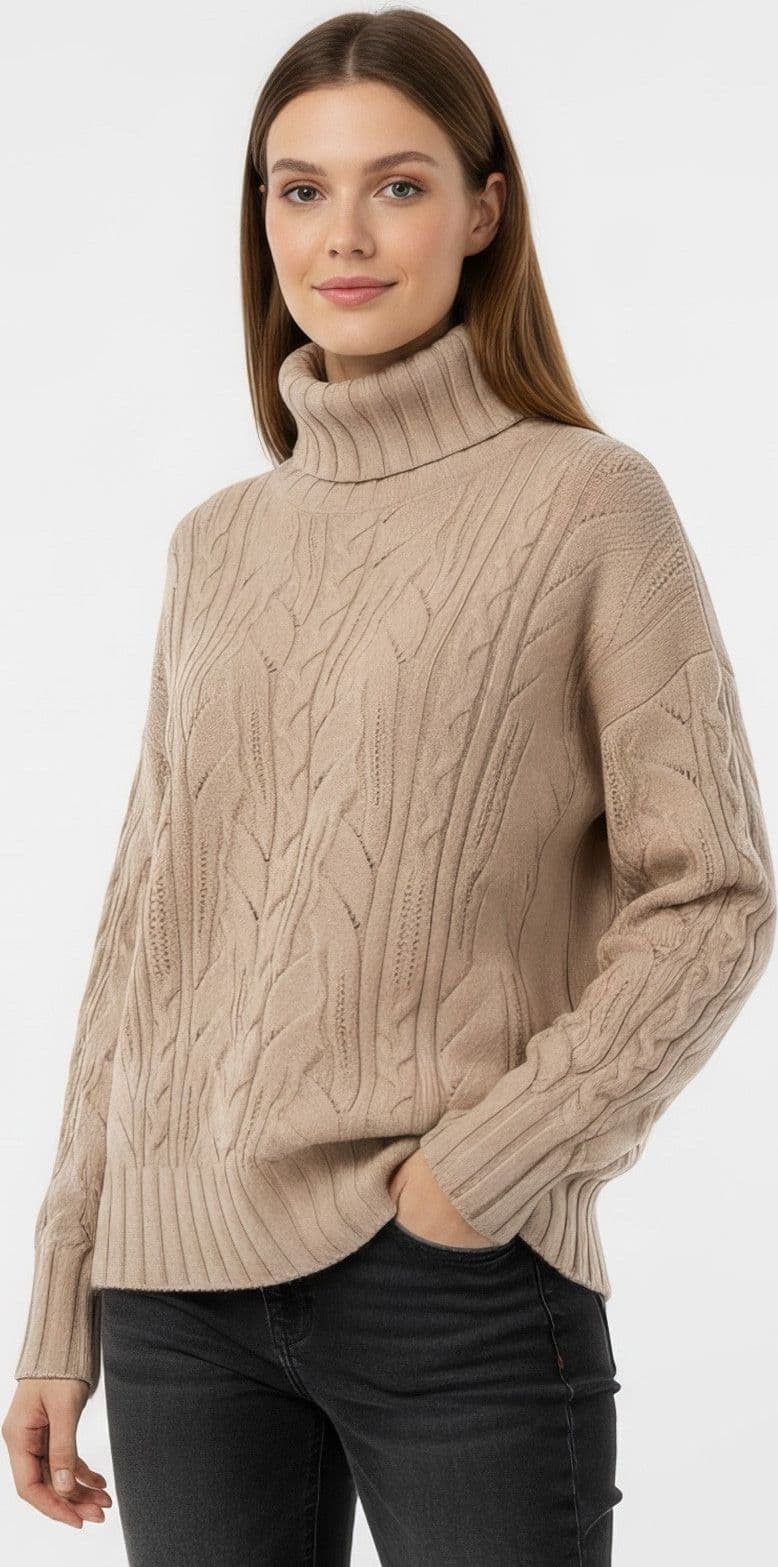 Dexterior maglie donna d.exterior - multitrecce dolcevita - bianco - 2