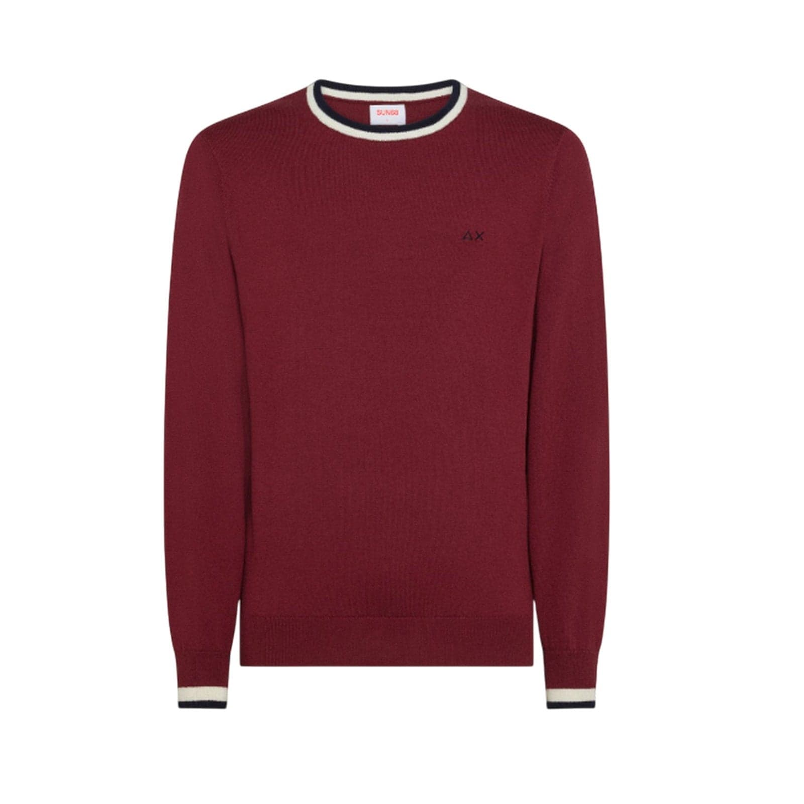 SUN68 felpe senza cappuccio uomo sun68 - sweater stripes on cuff l/s - bordeaux - 2