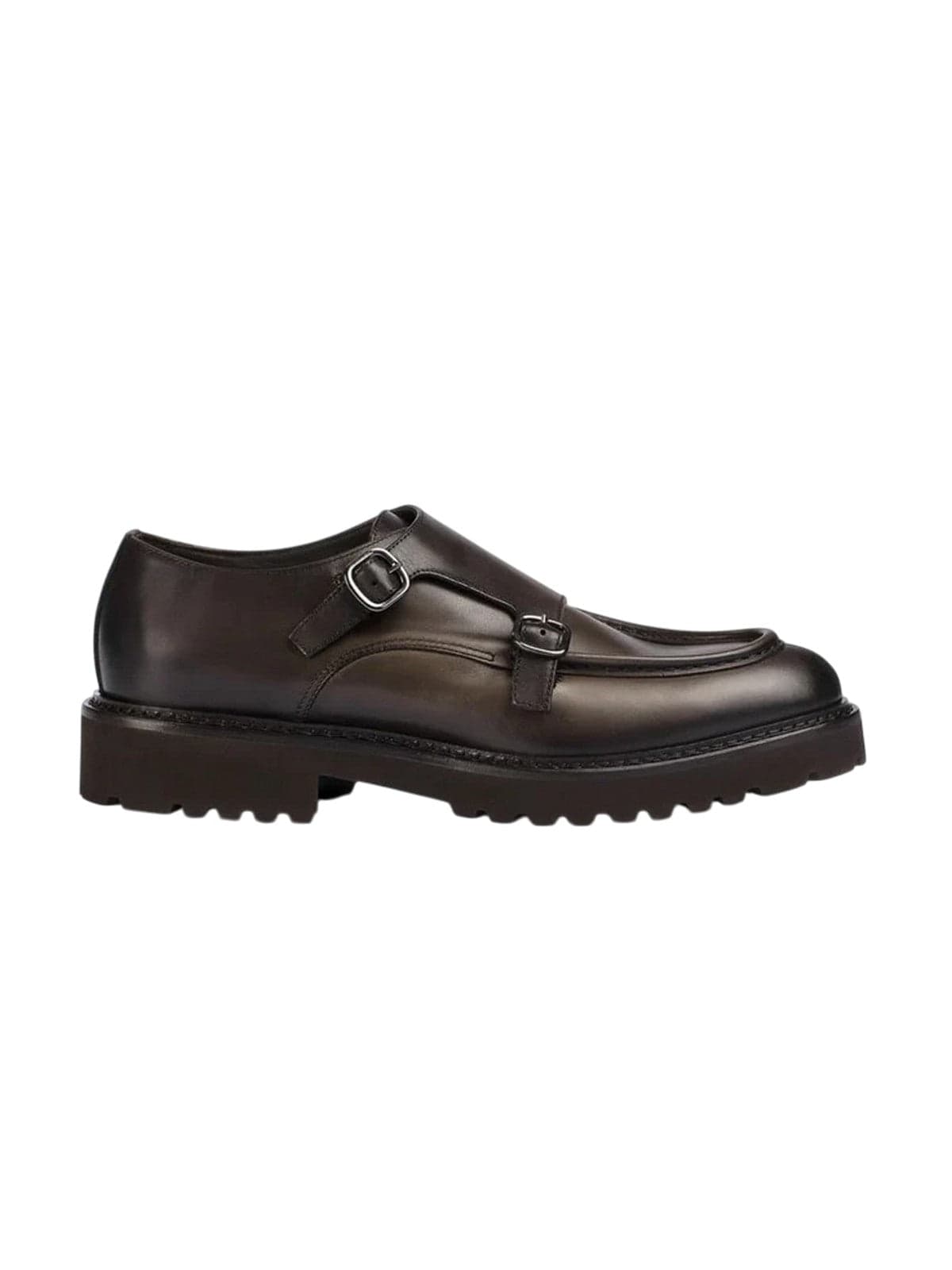 DOUCAL'S scarpe stringate basse uomo doucal's - doppia fibbia bordata deco' t.moro +f.do moro - marrone - 5