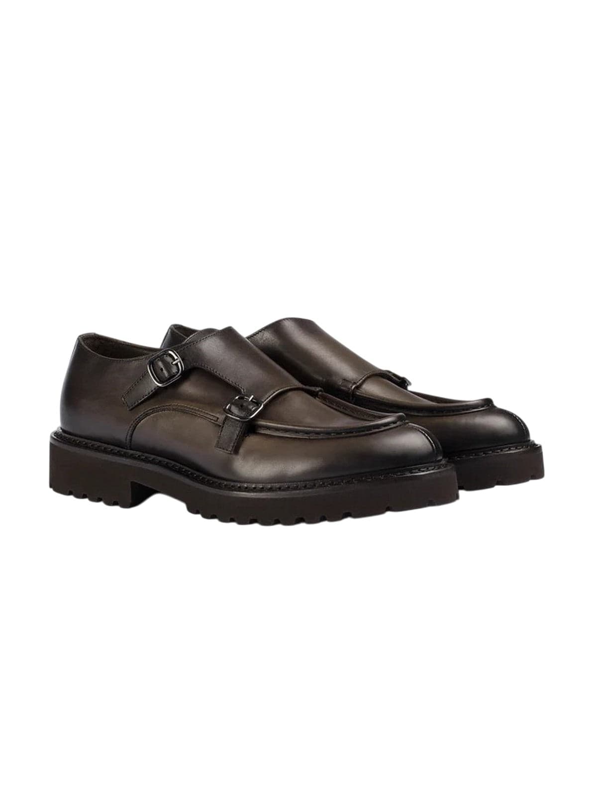 DOUCAL'S scarpe stringate basse uomo doucal's - doppia fibbia bordata deco' t.moro +f.do moro - marrone - 2
