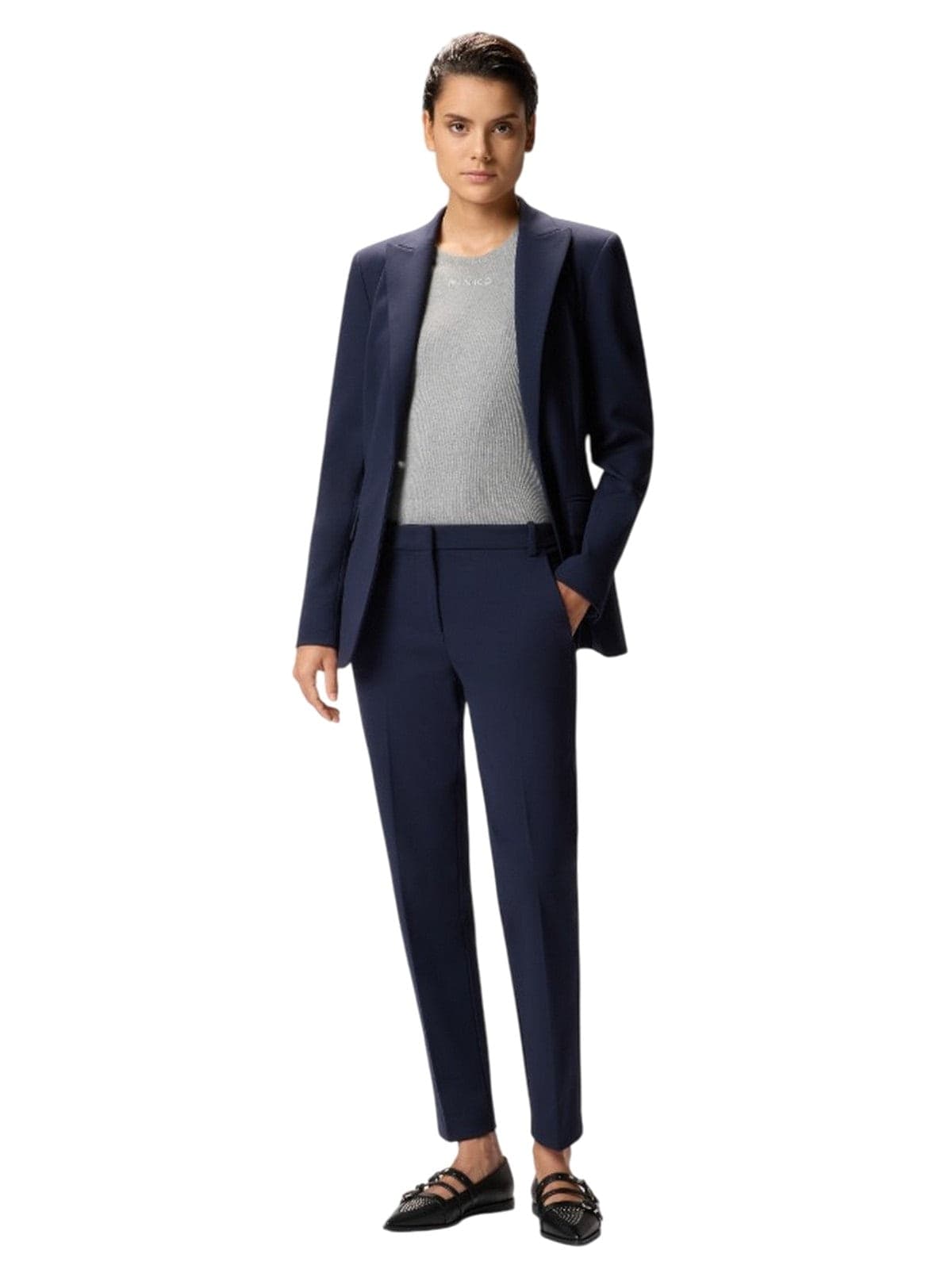 Pinko pantaloni donna pinko - bello pantalone punto stoffa - blu - 3