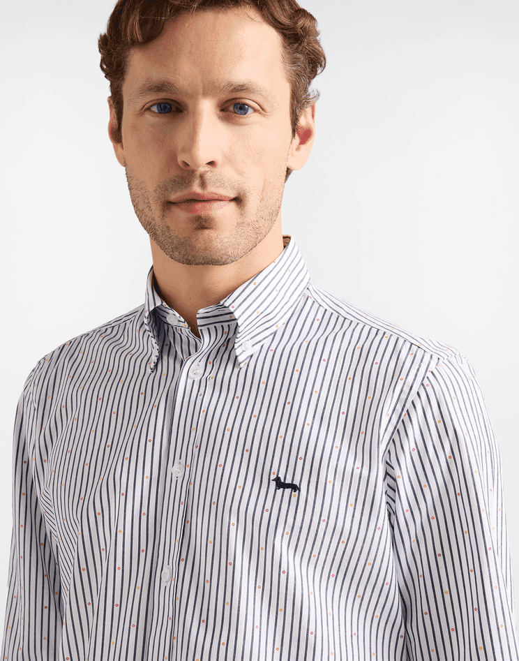 Harmont&amp;blaine camicia a righe e micro fantasia uomo blu navy - 2