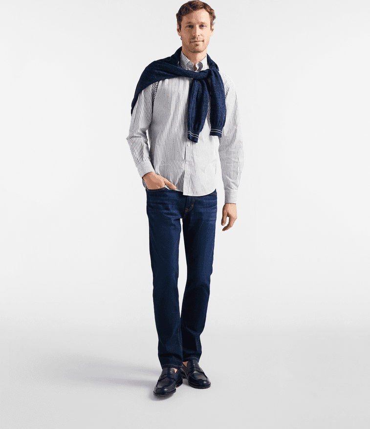 Harmont&amp;blaine camicia a righe e micro fantasia uomo blu navy - 3