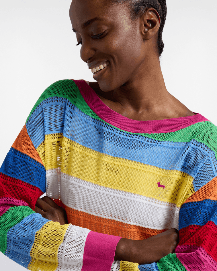 Harmont&amp;blaine maglia righe multicolor effetto rete donna orchidea - 2