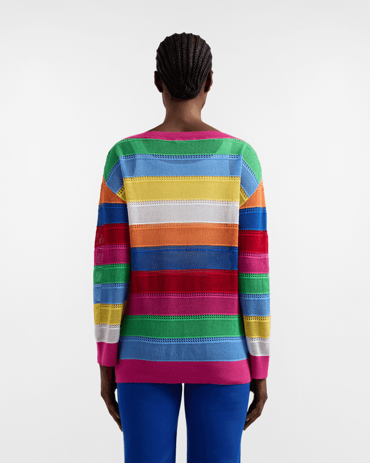 Harmont&amp;blaine maglia righe multicolor effetto rete donna orchidea - 4