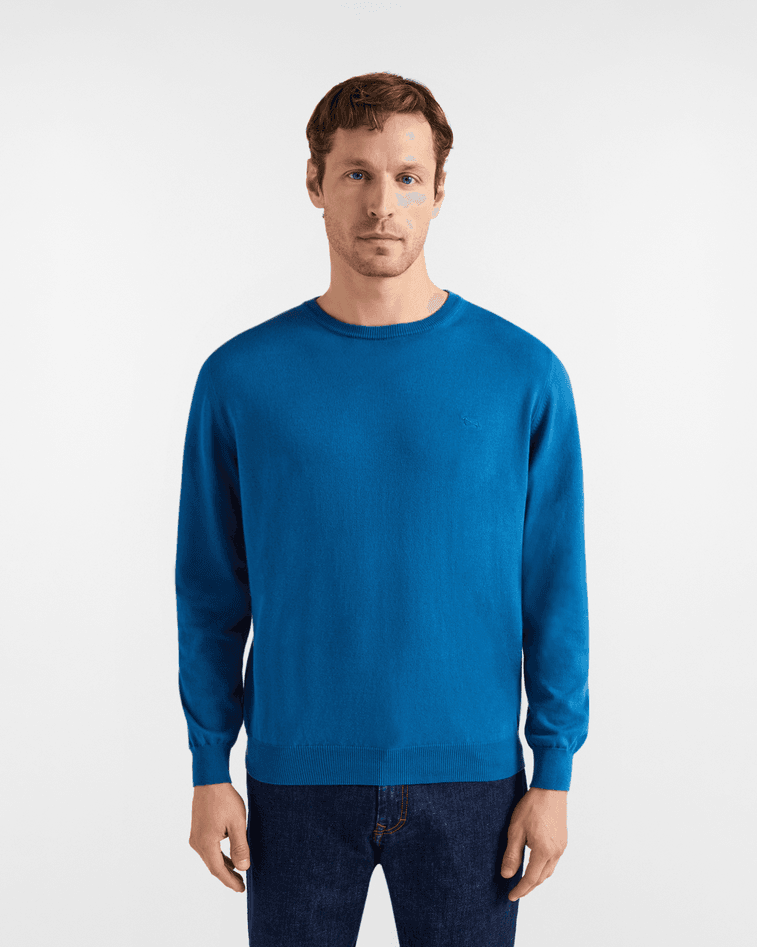 Harmont&amp;blaine pullover girocollo in cotone uomo blu - 5