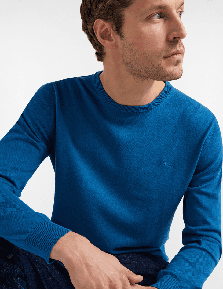Harmont&amp;blaine pullover girocollo in cotone uomo blu - 2