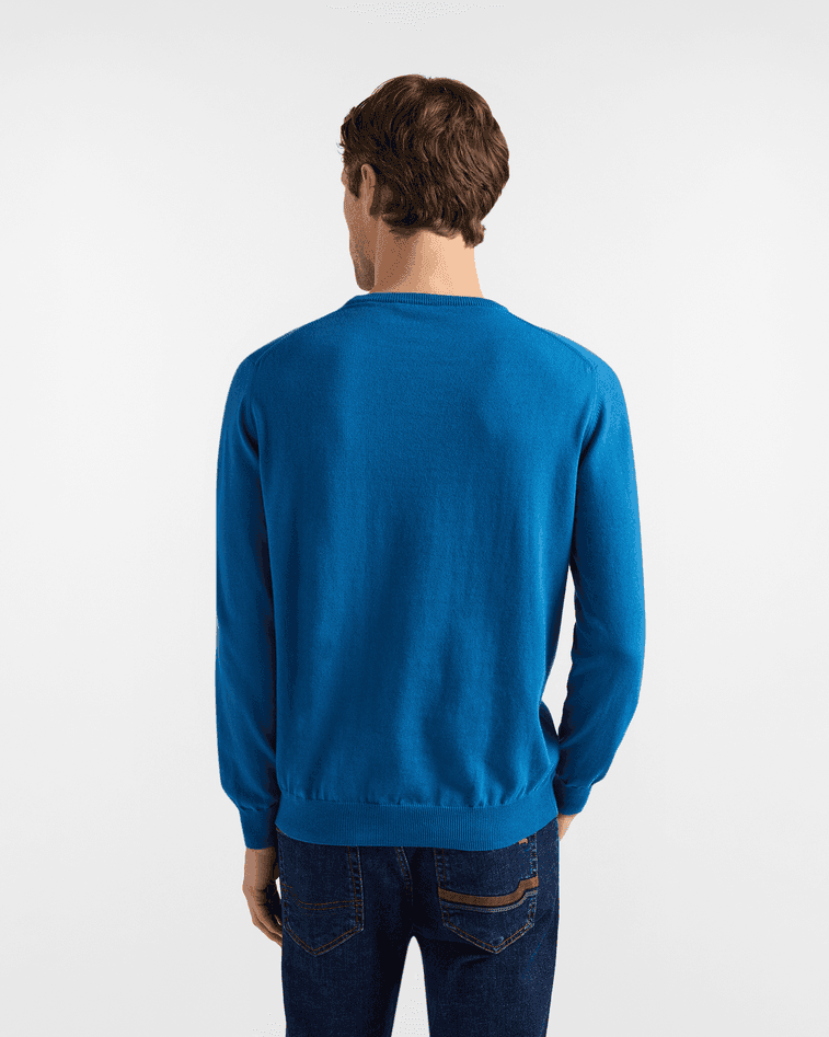 Harmont&amp;blaine pullover girocollo in cotone uomo blu - 4