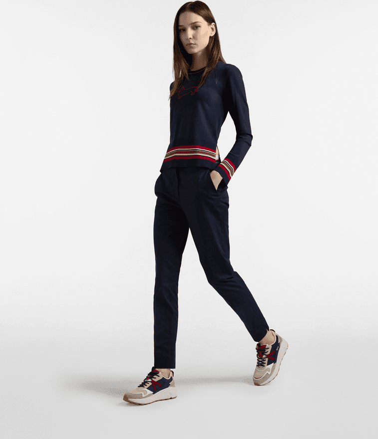 Harmont&amp;blaine maglia girocollo con maxi bassotto donna blu navy - 3