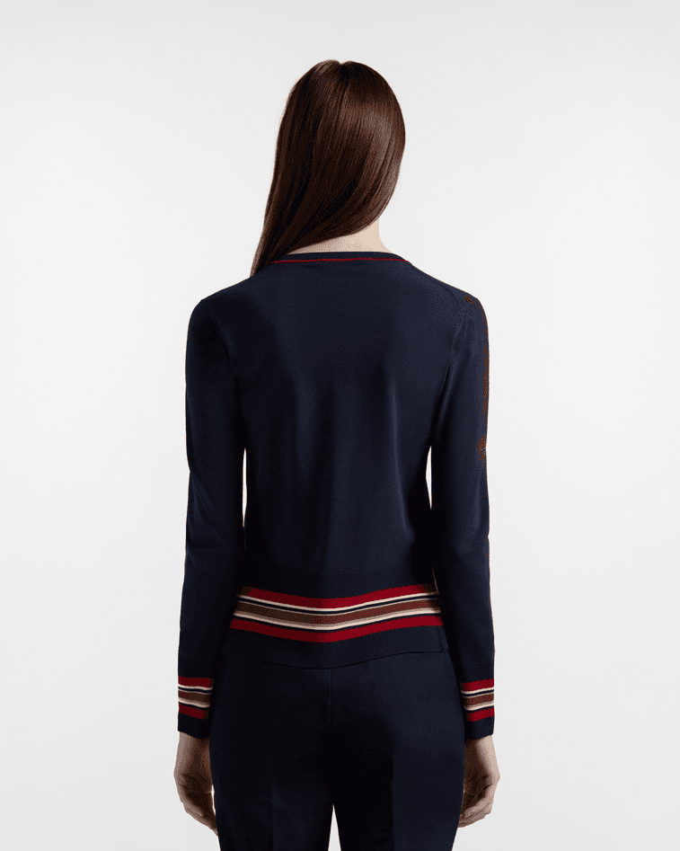 Harmont&amp;blaine maglia girocollo con maxi bassotto donna blu navy - 4