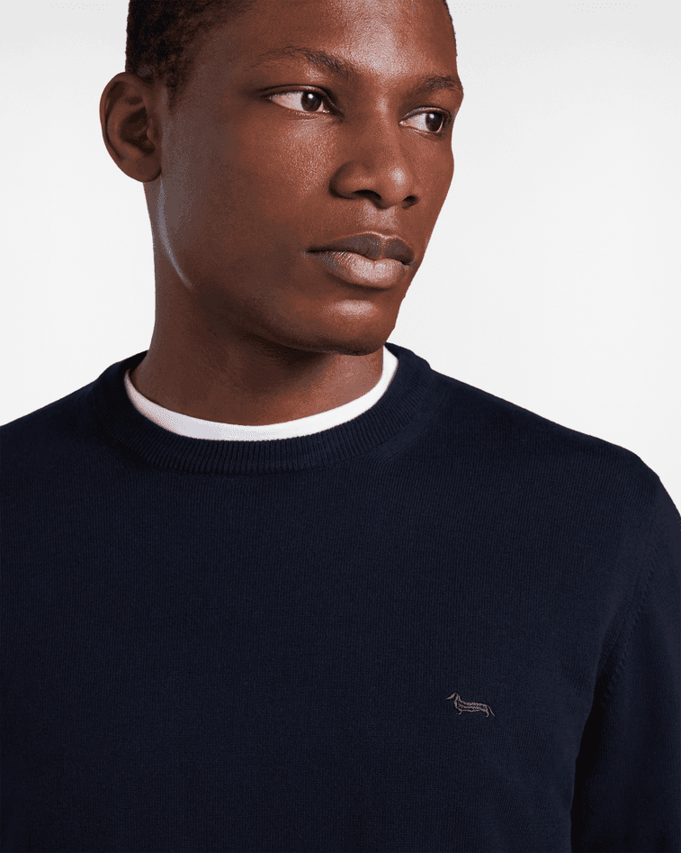 Harmont&amp;blaine pullover girocollo in cotone uomo blu navy - 2