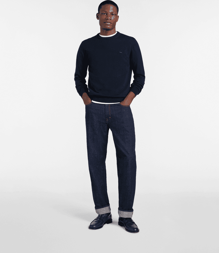 Harmont&amp;blaine pullover girocollo in cotone uomo blu navy - 3