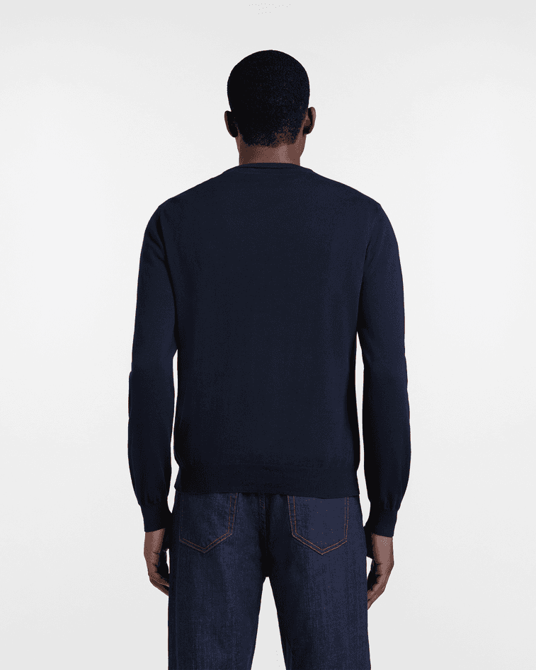 Harmont&amp;blaine pullover girocollo in cotone uomo blu navy - 4