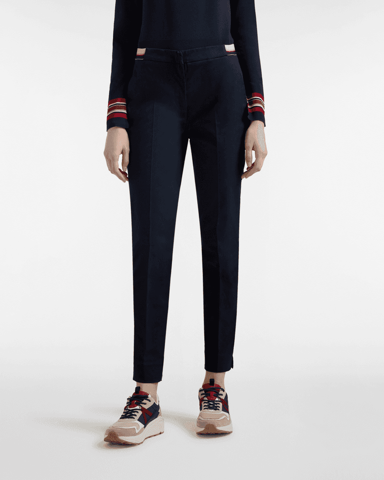 Harmont&amp;blaine pantaloni chino con elastico donna blu - 5