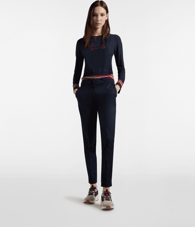 Harmont&amp;blaine pantaloni chino con elastico donna blu - 2