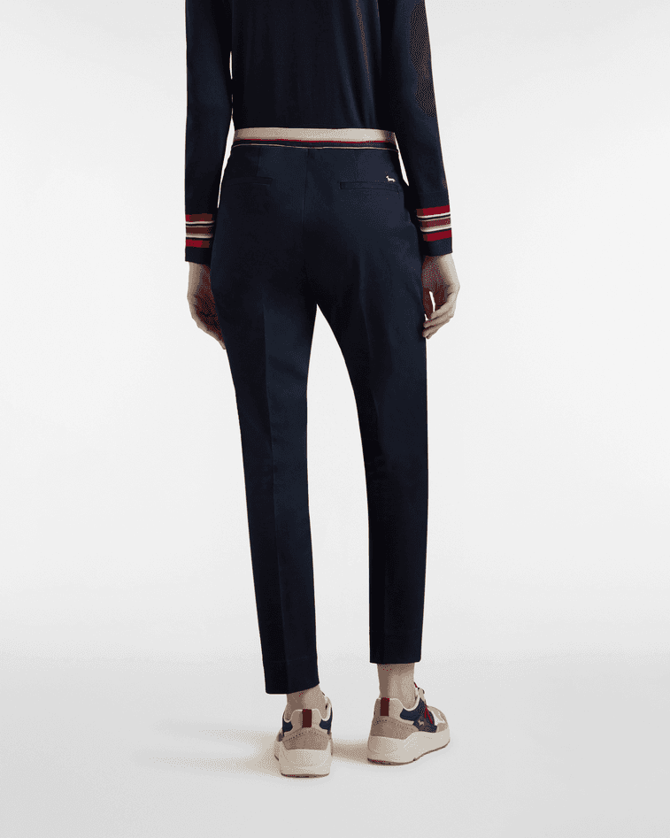 Harmont&amp;blaine pantaloni chino con elastico donna blu - 3