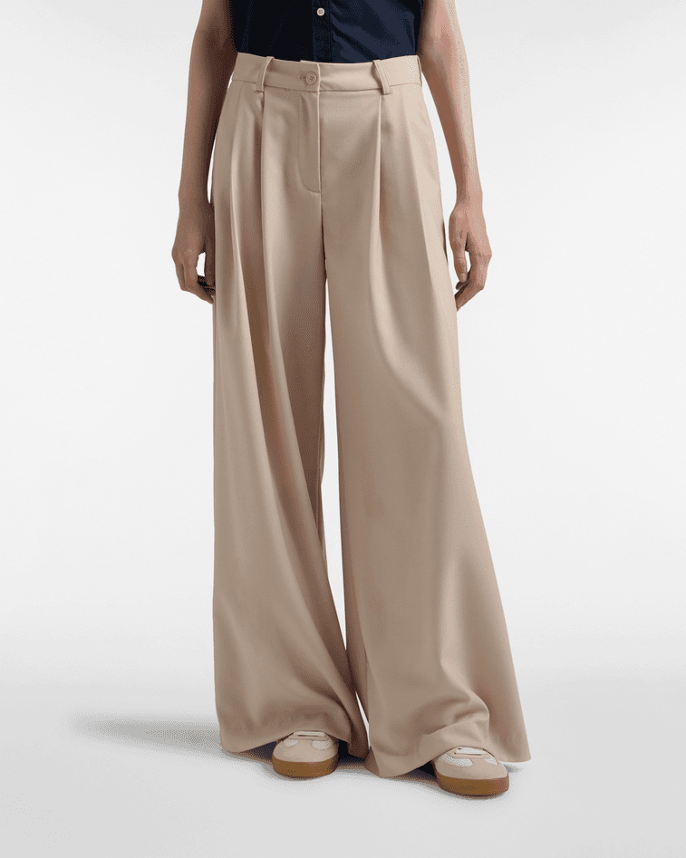 Harmont&amp;blaine pantaloni vita alta donna sabbia - 5