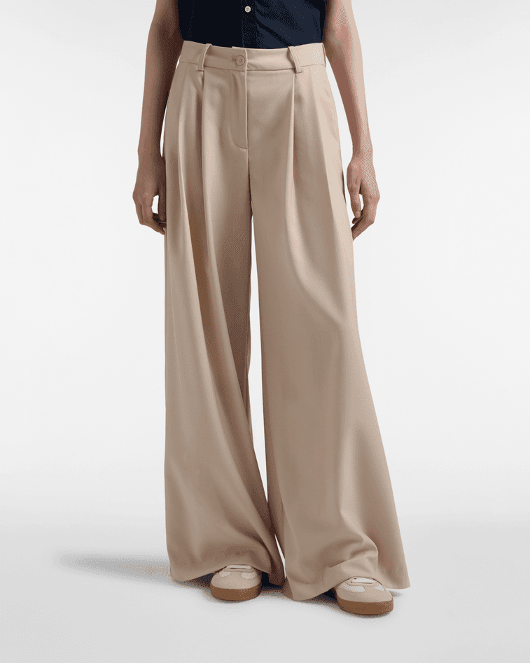 Harmont&amp;blaine pantaloni vita alta donna sabbia - 5