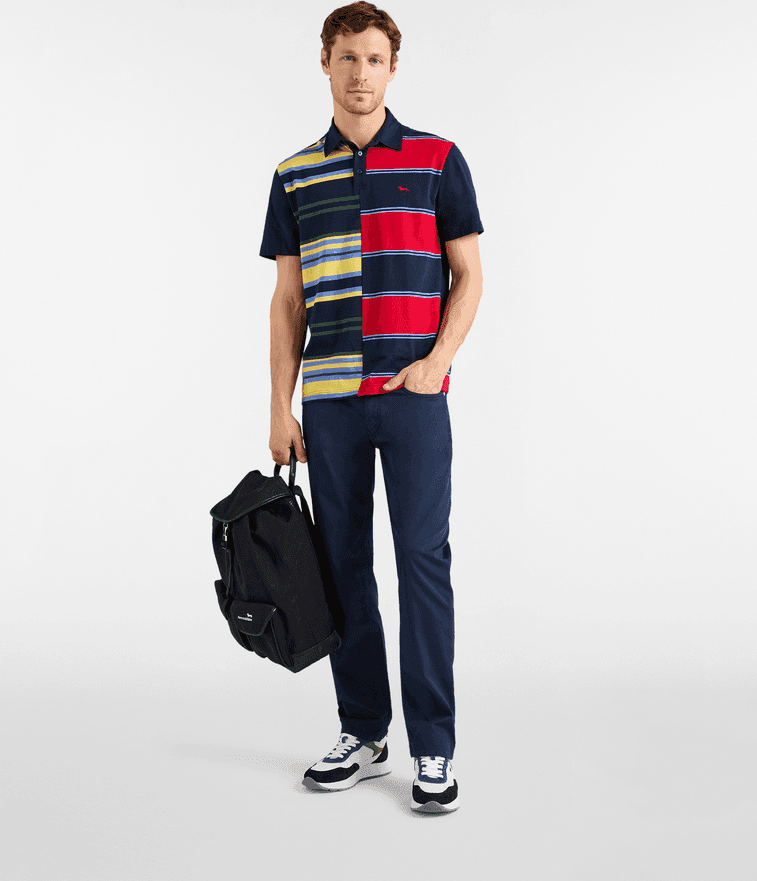Harmont&amp;blaine polo patchwork righe uomo blu - 2