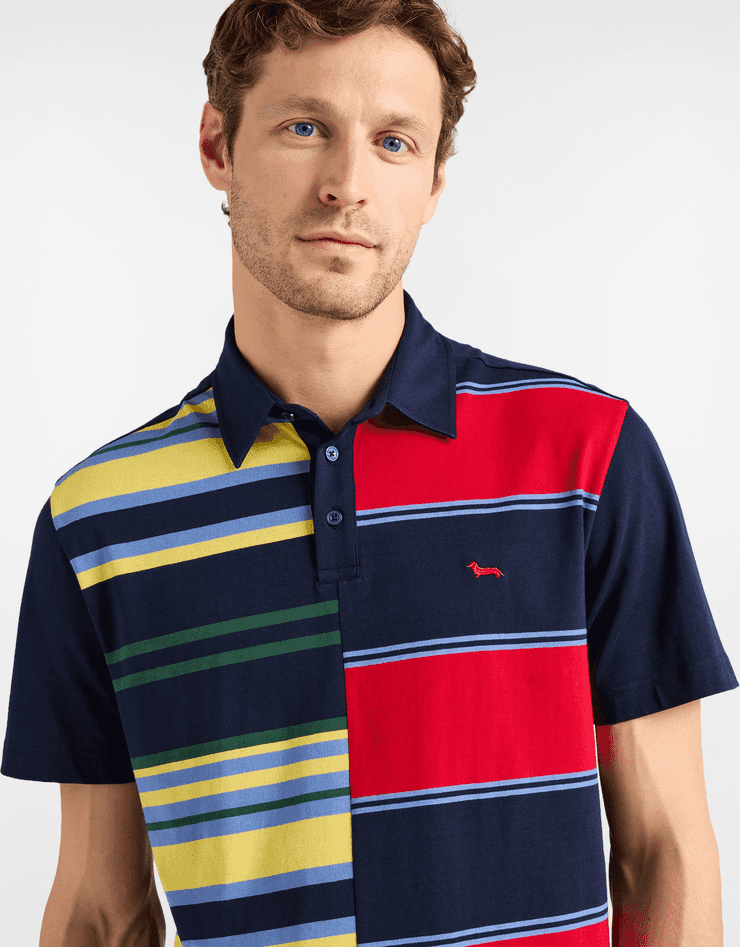 Harmont&amp;blaine polo patchwork righe uomo blu - 3