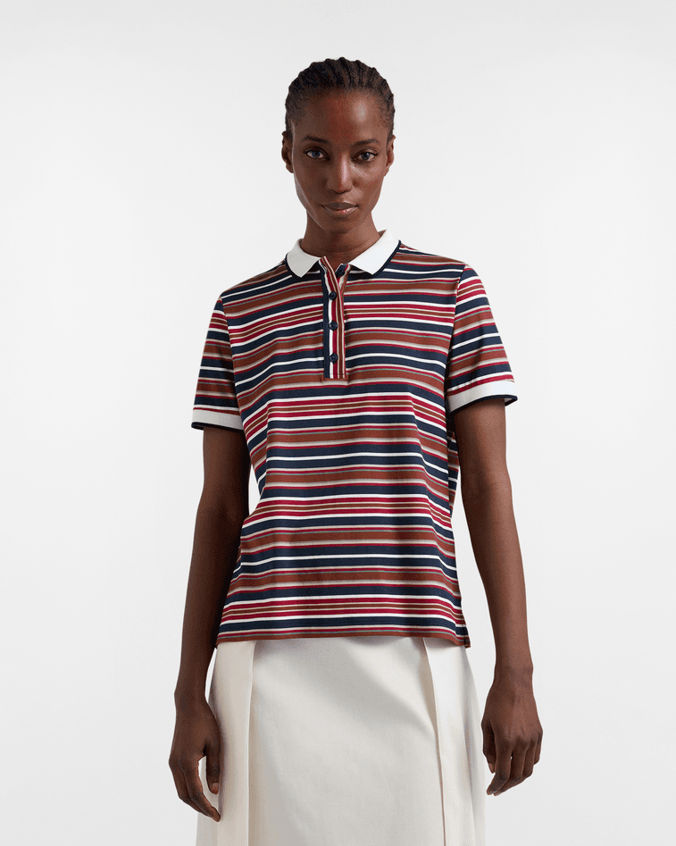 Harmont&amp;blaine polo in jersey con righe donna blu - 5