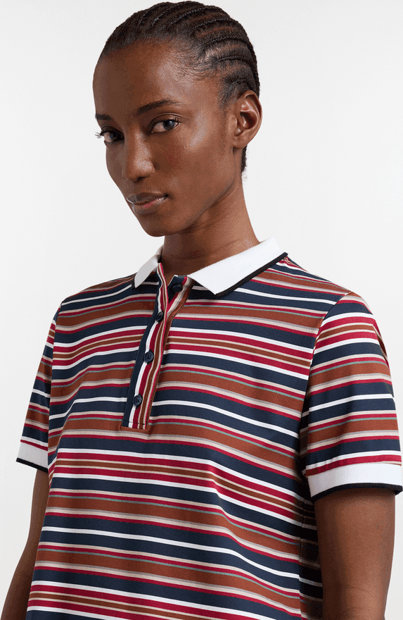Harmont&amp;blaine polo in jersey con righe donna blu - 3