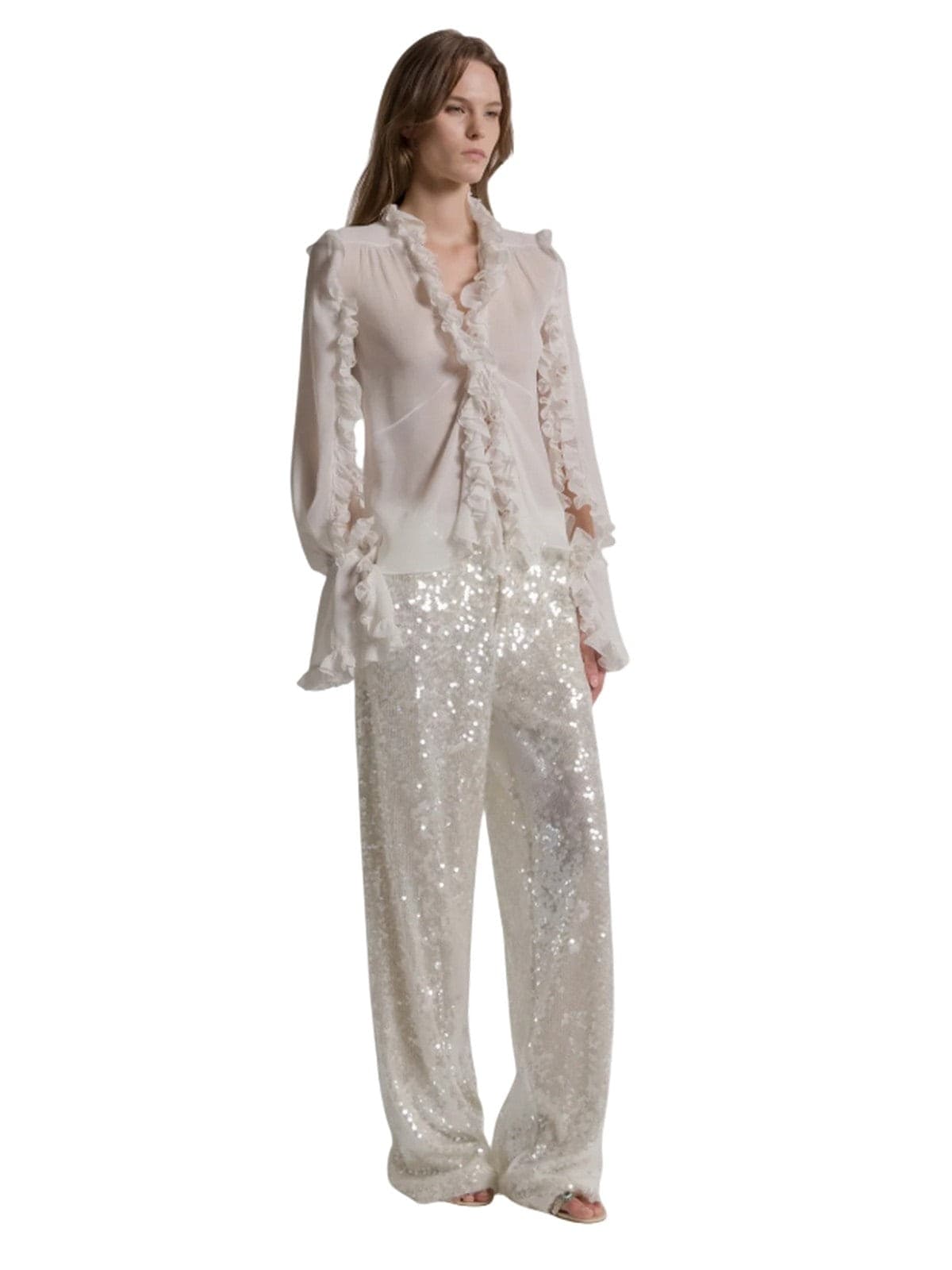 Alberta Ferretti pantaloni donna alberta ferretti - pantalone paillettes - avorio - 2