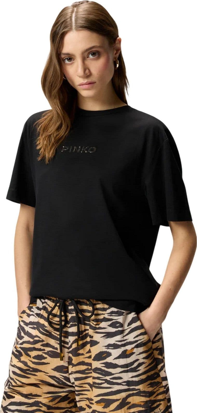 Pinko t-shirt donna pinko - strepitoso t-shirt jersey - nero - 3