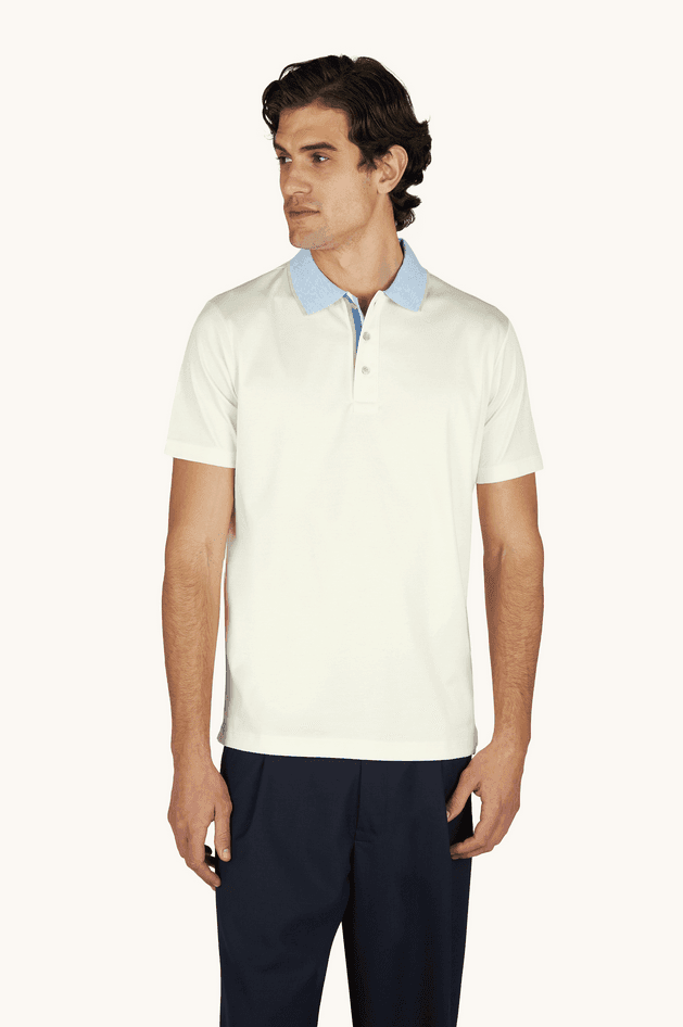 Paul&amp;Shark polo in cotone aqua touch con dettaglio a righe uomo panna chiaro - 2