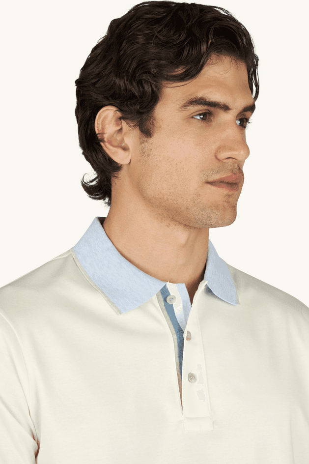 Paul&amp;Shark polo in cotone aqua touch con dettaglio a righe uomo panna chiaro - 4