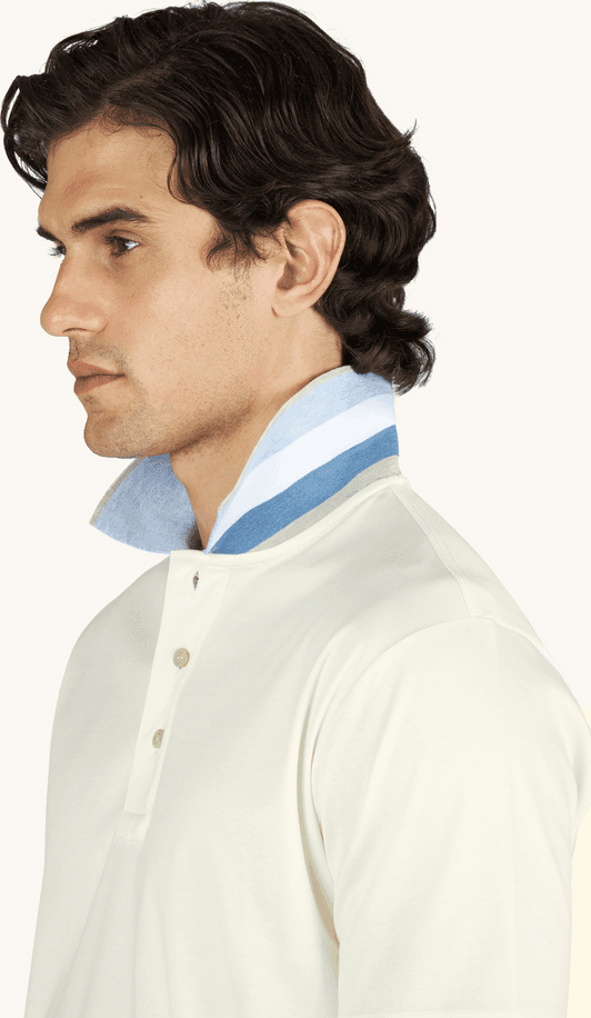 Paul&amp;Shark polo in cotone aqua touch con dettaglio a righe uomo panna chiaro - 5