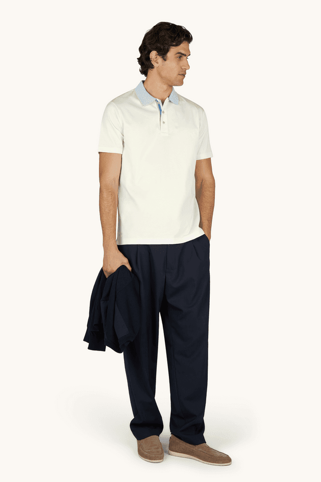 Paul&amp;Shark polo in cotone aqua touch con dettaglio a righe uomo panna chiaro - 7