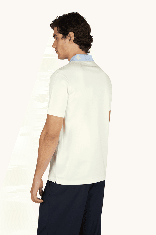 Paul&amp;Shark polo in cotone aqua touch con dettaglio a righe uomo panna chiaro - 8