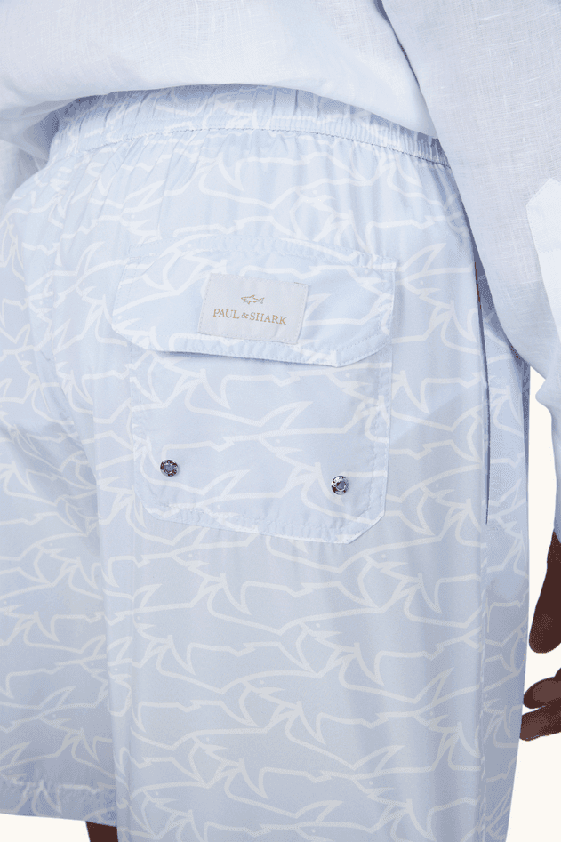 Paul&amp;Shark costume da bagno portofino con stampa iconica sharks waves uomo azzurro - 4