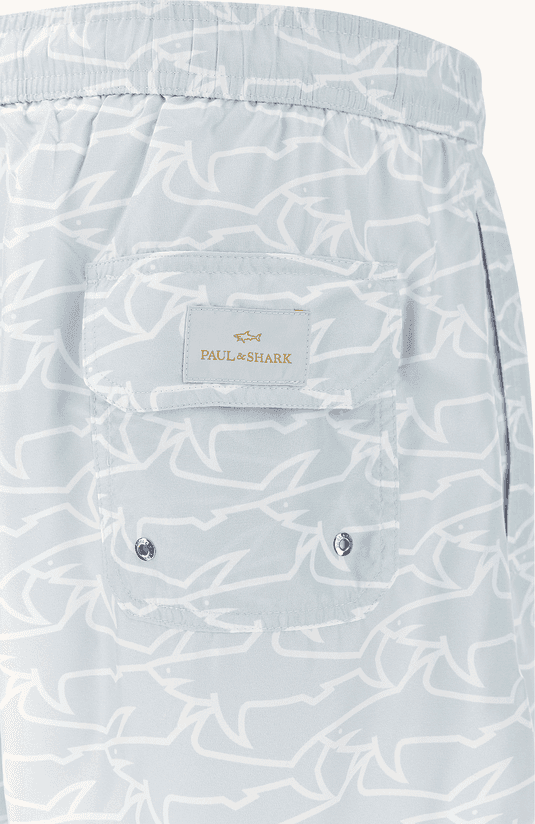 Paul&amp;Shark costume da bagno portofino con stampa iconica sharks waves uomo azzurro - 6