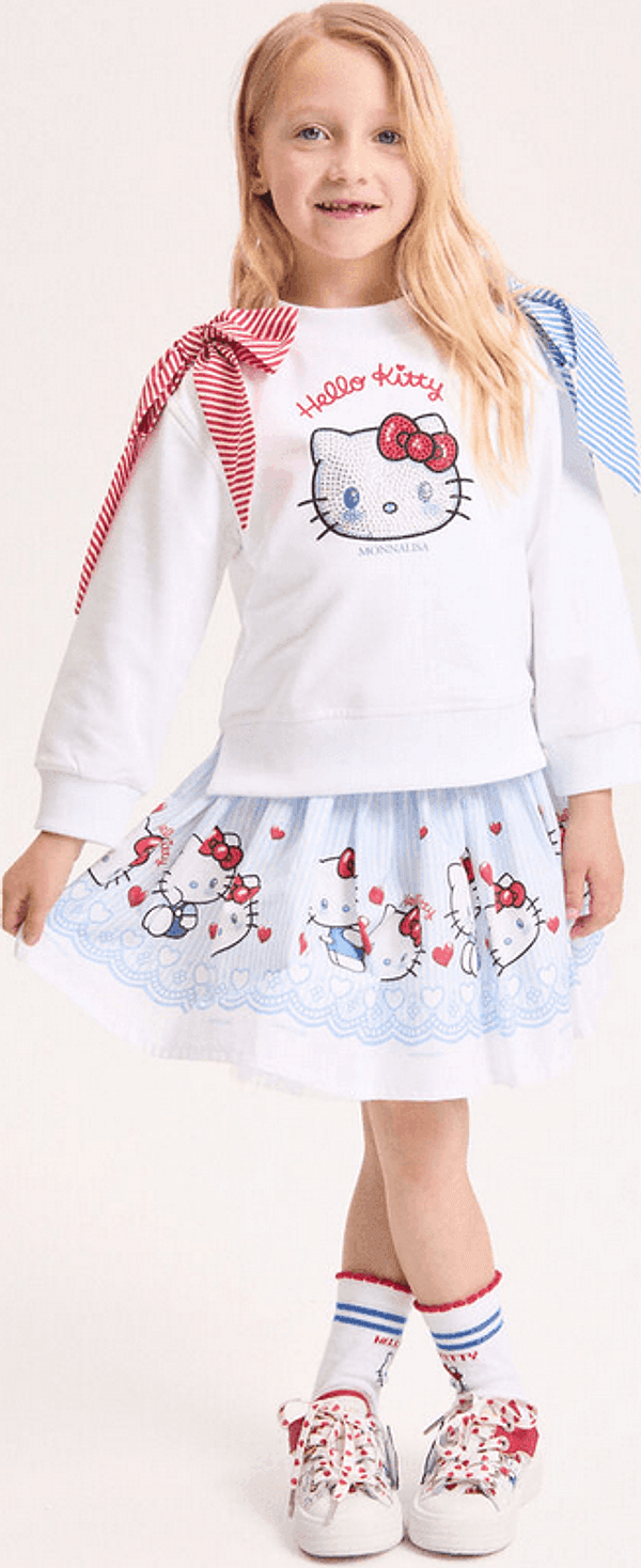 MONNALISA gonna hello kitty bambina bianco e celeste - 3