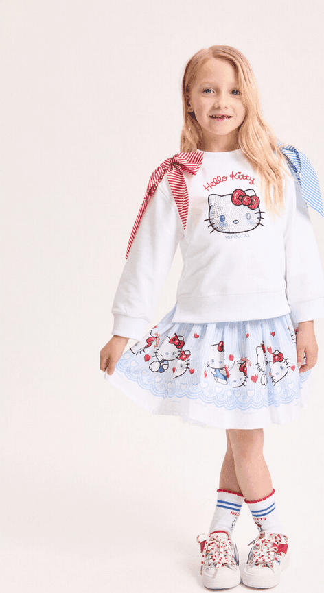 MONNALISA gonna hello kitty bambina bianco e celeste - 3