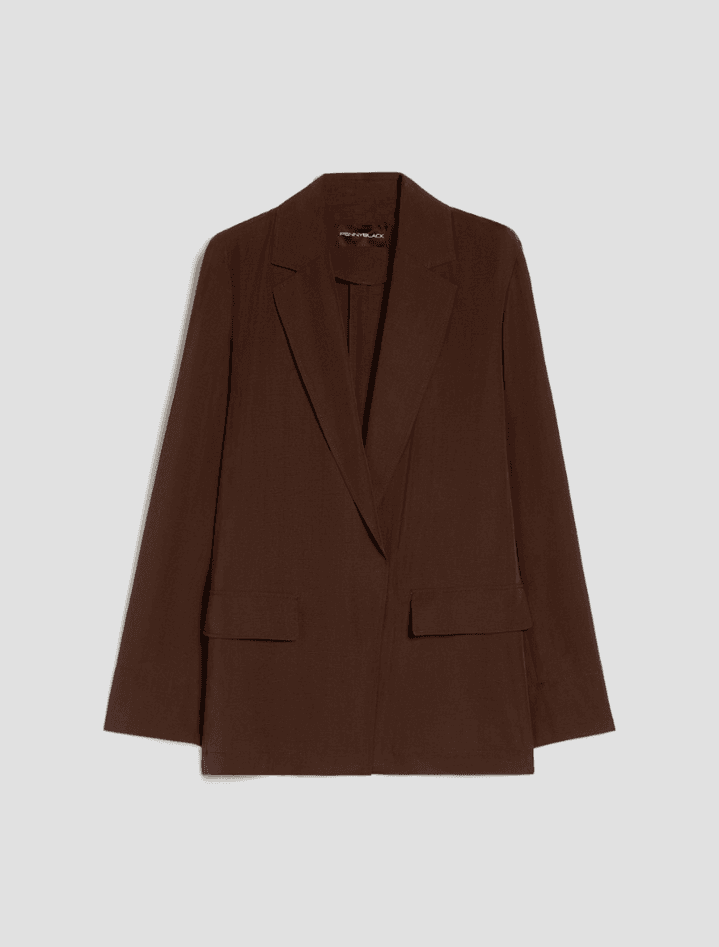 PENNYBLACK blazer in blend di lino donna cioccolato - 6