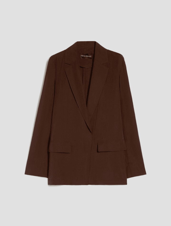 PENNYBLACK blazer in blend di lino donna cioccolato - 6