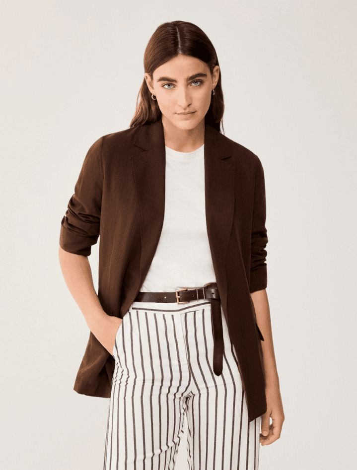 PENNYBLACK blazer in blend di lino donna cioccolato - 2
