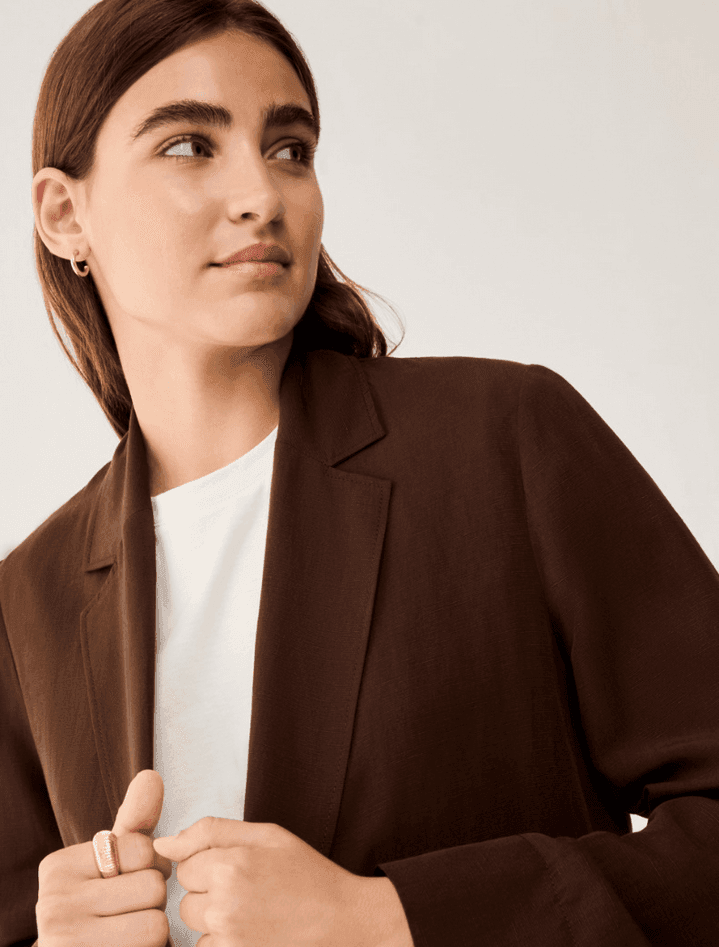 PENNYBLACK blazer in blend di lino donna cioccolato - 3