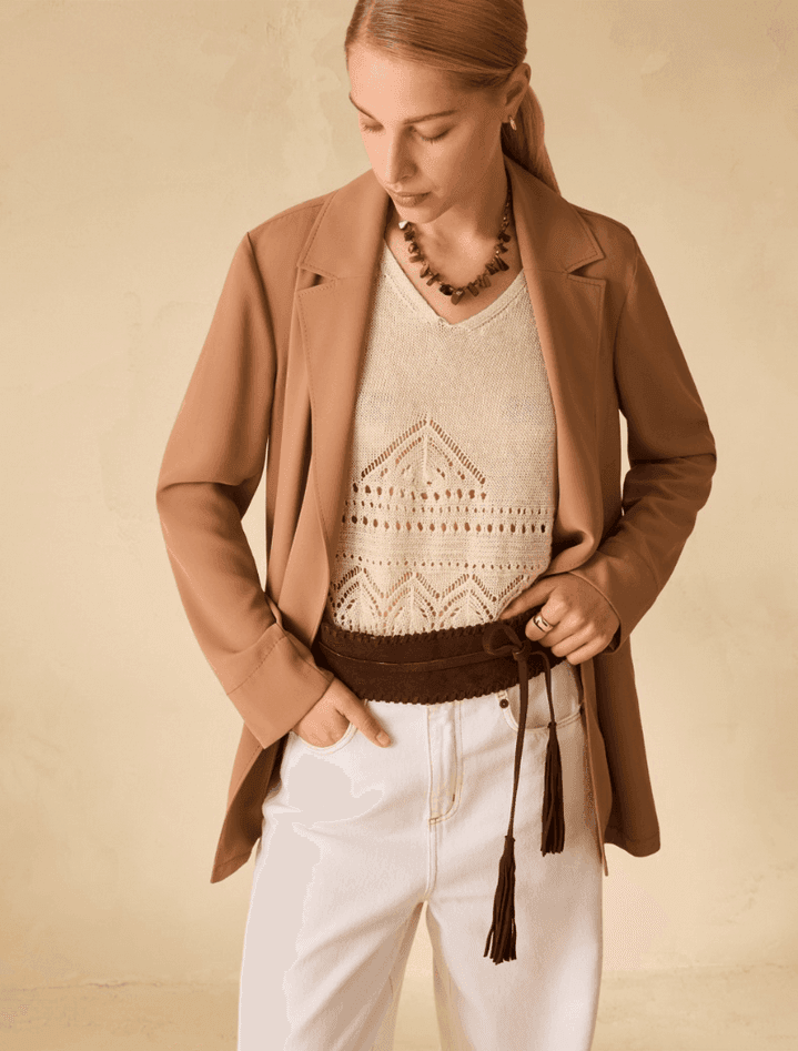 PENNYBLACK blazer fluido con cintura donna cuoio - 2