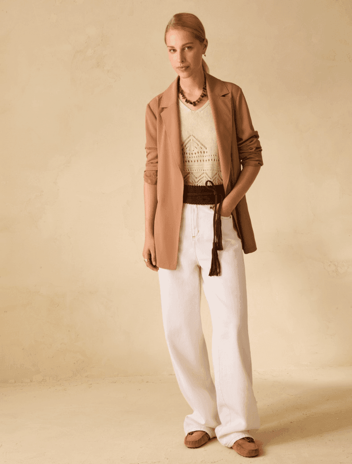 PENNYBLACK blazer fluido con cintura donna cuoio - 4
