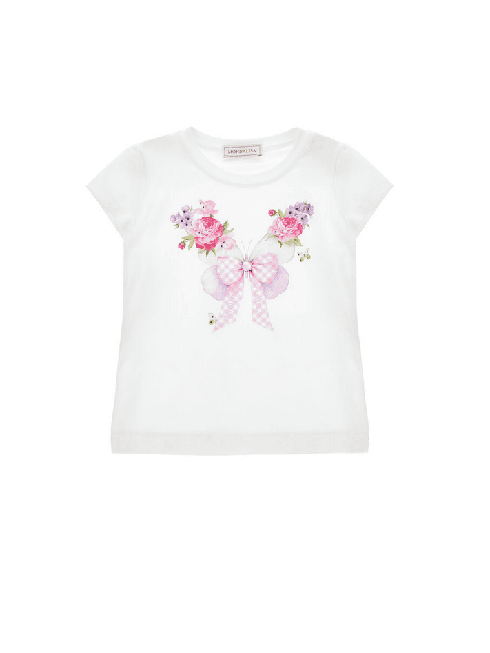MONNALISA t-shirt con stampa butterfly bambina bianco - 6